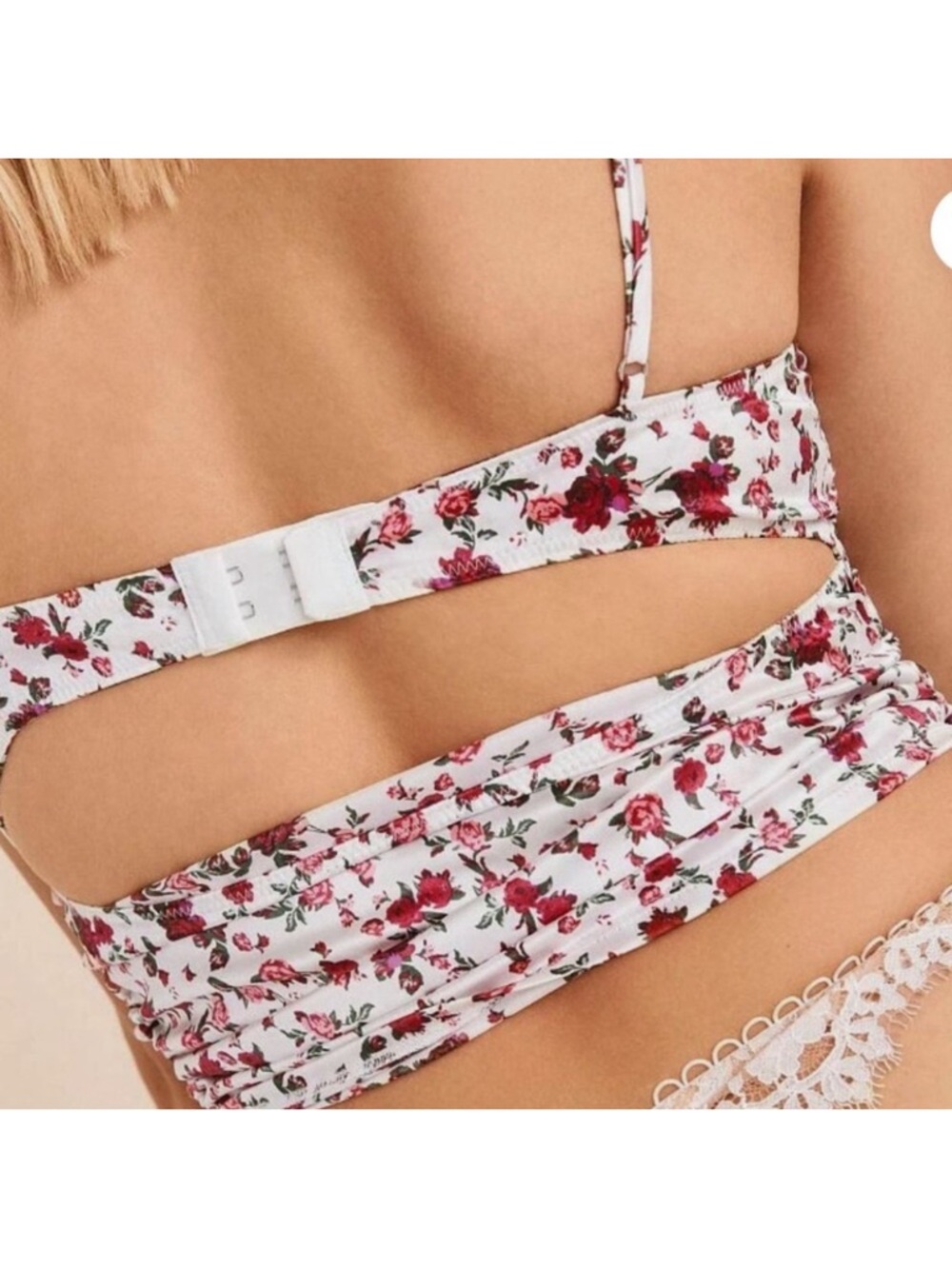 For Love & Lemons Melrose Bustier Floral Lace Ruched Top Size XL - Picture 3 of 11